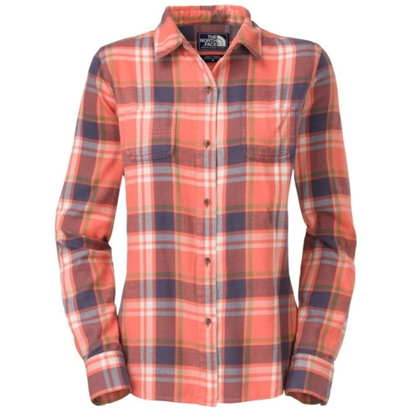 The North Face Tops - The North Face Women’s Fair Acres Button Down Plaid - Orange and Blue